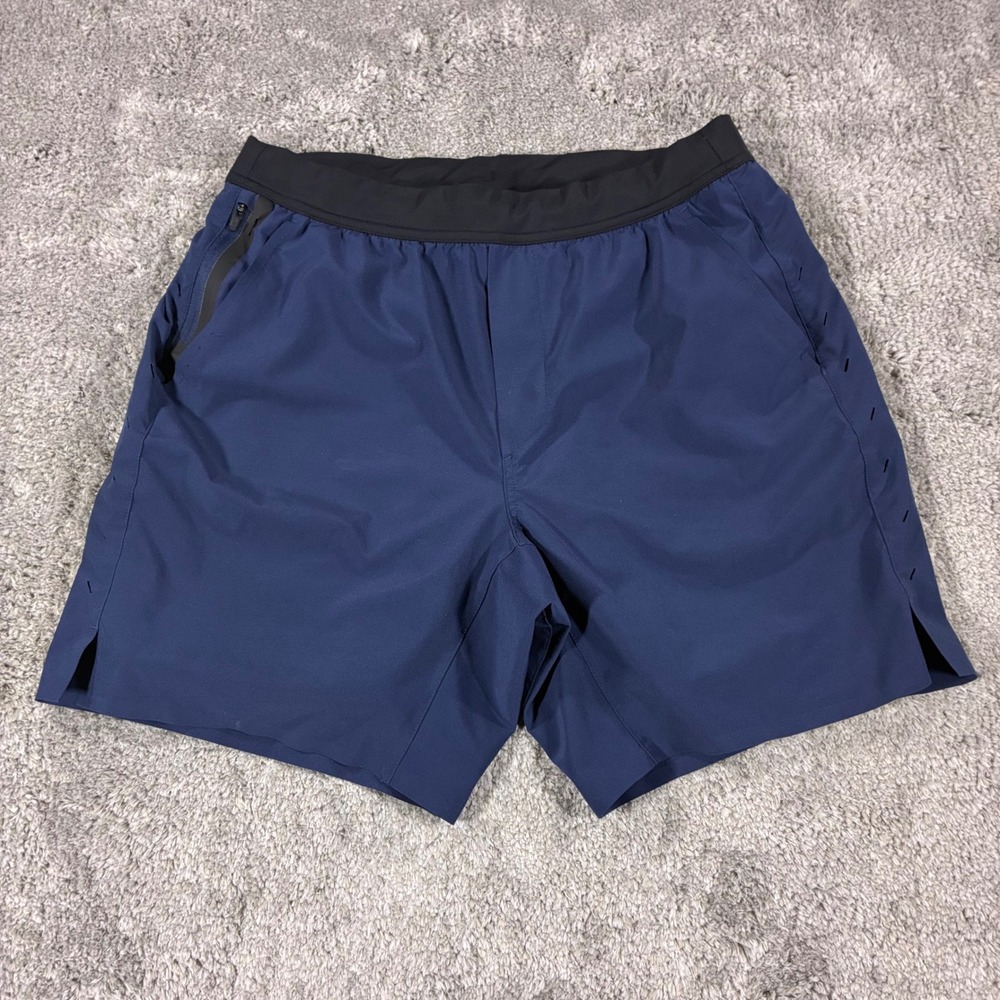 Ten Thousand Interval Shorts Mens Large Navy Blue 7" Lined Gym Training